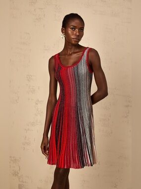 NEW! Miss Rosier Amaryllis Red Sequin Striped Knit Mini Dress Size L